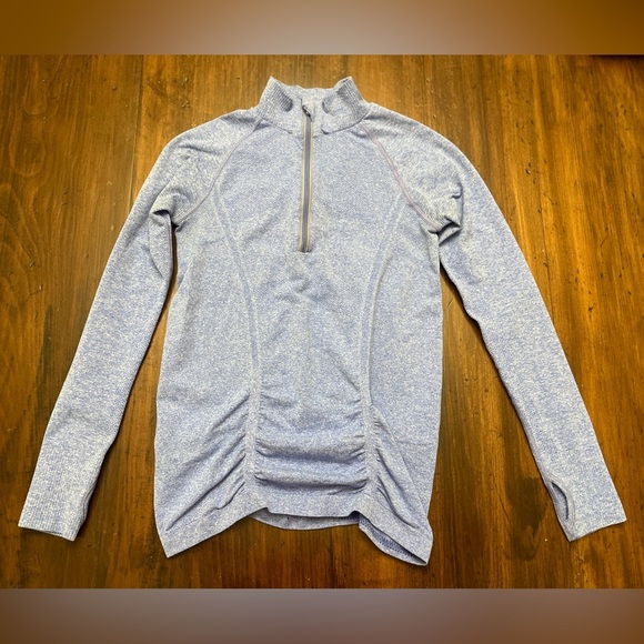 Athleta Fastest Track Half Zip Top Size Small Sapphire Blue Heather Athleisure - Picture 5 of 14